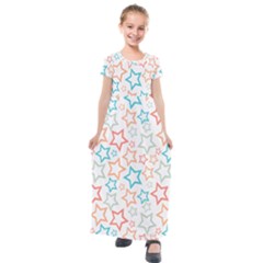 Background Pattern Texture Design Kids  Short Sleeve Maxi Dress