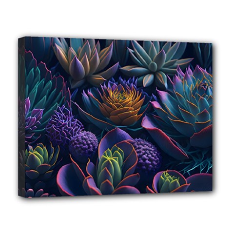 Ai Generated Succulents Flowers Canvas 14  X 11  (stretched) by Semog4