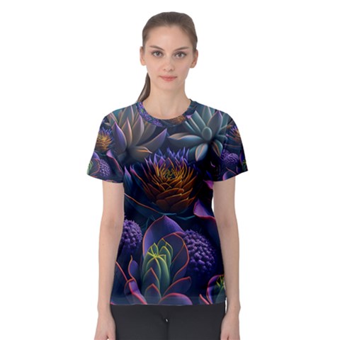 Ai Generated Succulents Flowers Women s Sport Mesh Tee by Semog4