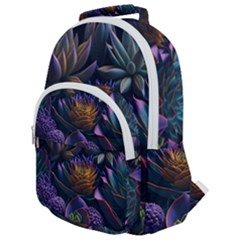 Ai Generated Succulents Flowers Rounded Multi Pocket Backpack by Semog4