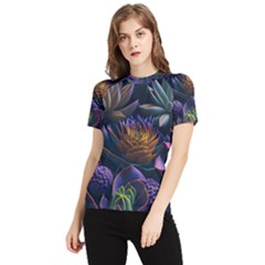 Ai Generated Succulents Flowers Women s Short Sleeve Rash Guard by Semog4