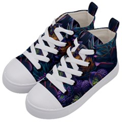 Ai Generated Succulents Flowers Kids  Mid-top Canvas Sneakers