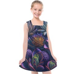 Ai Generated Succulents Flowers Kids  Cross Back Dress by Semog4