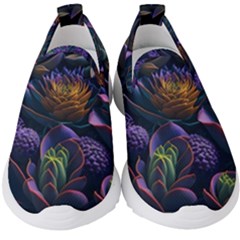 Ai Generated Succulents Flowers Kids  Slip On Sneakers by Semog4