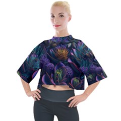 Ai Generated Succulents Flowers Mock Neck Tee by Semog4