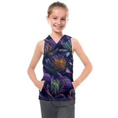 Ai Generated Succulents Flowers Kids  Sleeveless Hoodie