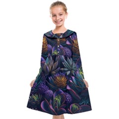 Ai Generated Succulents Flowers Kids  Midi Sailor Dress by Semog4