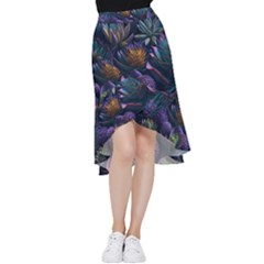 Ai Generated Succulents Flowers Frill Hi Low Chiffon Skirt