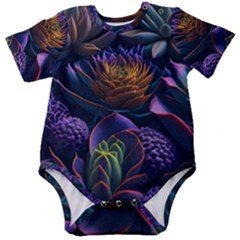 Ai Generated Succulents Flowers Baby Short Sleeve Bodysuit by Semog4