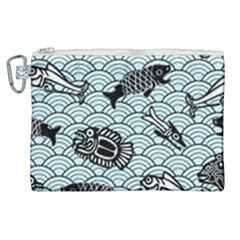 Fish Koi Ocean Sea Oriental Waves Canvas Cosmetic Bag (xl) by Semog4