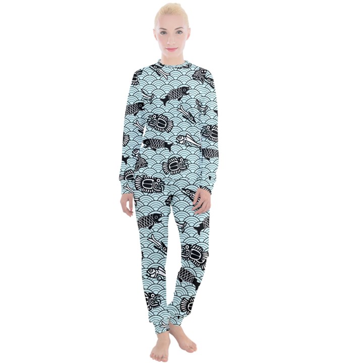 Fish Koi Ocean Sea Oriental Waves Women s Lounge Set