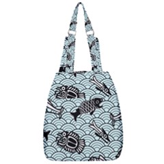 Fish Koi Ocean Sea Oriental Waves Center Zip Backpack by Semog4