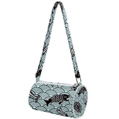 Fish Koi Ocean Sea Oriental Waves Mini Cylinder Bag