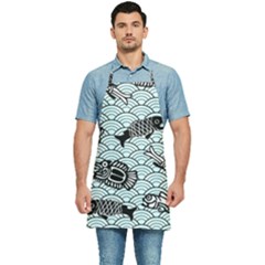 Fish Koi Ocean Sea Oriental Waves Kitchen Apron