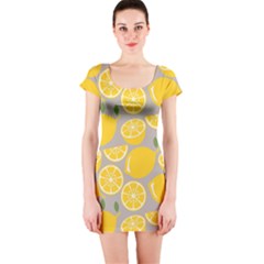 Lemon Background Lemon Wallpaper Short Sleeve Bodycon Dress by Semog4