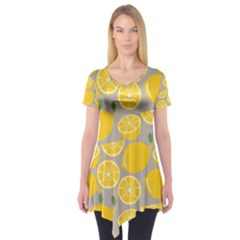 Lemon Background Lemon Wallpaper Short Sleeve Tunic  by Semog4