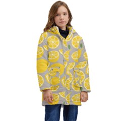 Lemon Background Lemon Wallpaper Kid s Hooded Longline Puffer Jacket by Semog4