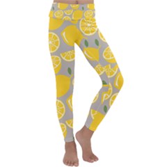 Lemon Background Lemon Wallpaper Kids  Lightweight Velour Classic Yoga Leggings by Semog4