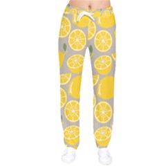 Lemon Background Lemon Wallpaper Women Velvet Drawstring Pants