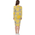 Lemon Background Lemon Wallpaper Long Sleeve V-Neck Bodycon Dress  View4