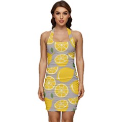 Lemon Background Lemon Wallpaper Sleeveless Wide Square Neckline Ruched Bodycon Dress by Semog4