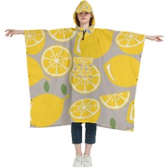 Lemon Background Lemon Wallpaper Women s Hooded Rain Ponchos