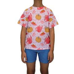 Pumpkin Tea Cup Pie Dessert Kids  Short Sleeve Swimwear by Semog4