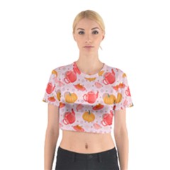 Pumpkin Tea Cup Pie Dessert Cotton Crop Top by Semog4