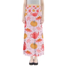 Pumpkin Tea Cup Pie Dessert Full Length Maxi Skirt by Semog4