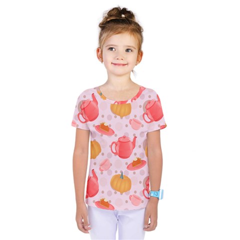 Pumpkin Tea Cup Pie Dessert Kids  One Piece Tee by Semog4