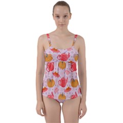 Pumpkin Tea Cup Pie Dessert Twist Front Tankini Set by Semog4