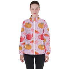 Pumpkin Tea Cup Pie Dessert Women s High Neck Windbreaker by Semog4