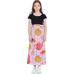 Pumpkin Tea Cup Pie Dessert Kids  Flared Maxi Skirt by Semog4