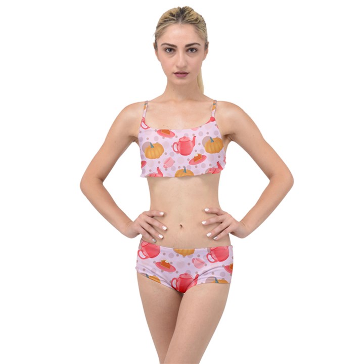 Pumpkin Tea Cup Pie Dessert Layered Top Bikini Set