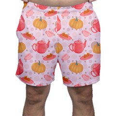 Pumpkin Tea Cup Pie Dessert Men s Shorts by Semog4