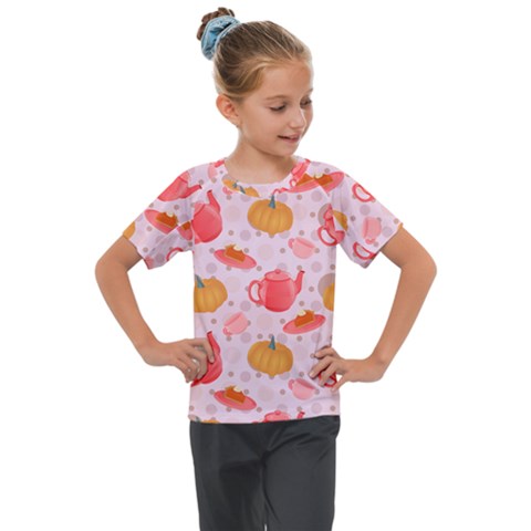 Pumpkin Tea Cup Pie Dessert Kids  Mesh Piece Tee by Semog4