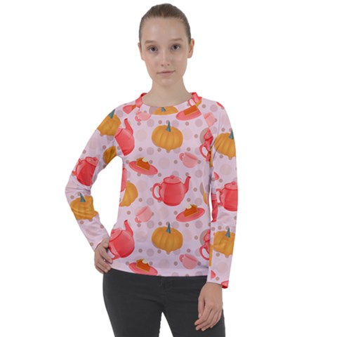 Pumpkin Tea Cup Pie Dessert Women s Long Sleeve Raglan Tee by Semog4