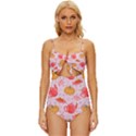 Pumpkin Tea Cup Pie Dessert Knot Front One-Piece Swimsuit View1