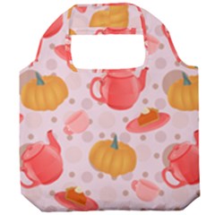 Pumpkin Tea Cup Pie Dessert Foldable Grocery Recycle Bag by Semog4