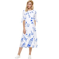 Background Pattern Graphic Bow Sleeve Chiffon Midi Dress by Semog4