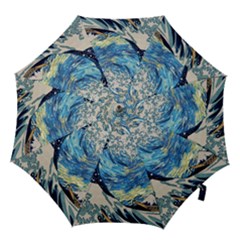 Starry Night Hokusai Vincent Van Gogh The Great Wave Off Kanagawa Hook Handle Umbrellas (medium) by Semog4