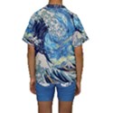 Starry Night Hokusai Vincent Van Gogh The Great Wave Off Kanagawa Kids  Short Sleeve Swimwear View2