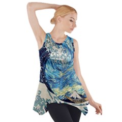 Starry Night Hokusai Vincent Van Gogh The Great Wave Off Kanagawa Side Drop Tank Tunic by Semog4