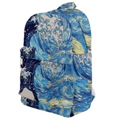 Starry Night Hokusai Vincent Van Gogh The Great Wave Off Kanagawa Classic Backpack by Semog4