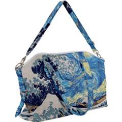 Starry Night Hokusai Vincent Van Gogh The Great Wave Off Kanagawa Canvas Crossbody Bag by Semog4