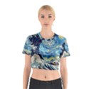 Starry Night Hokusai Vincent Van Gogh The Great Wave Off Kanagawa Cotton Crop Top View1