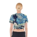 Starry Night Hokusai Vincent Van Gogh The Great Wave Off Kanagawa Cotton Crop Top View2