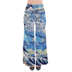 Starry Night Hokusai Vincent Van Gogh The Great Wave Off Kanagawa So Vintage Palazzo Pants by Semog4