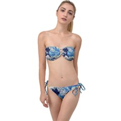 Starry Night Hokusai Vincent Van Gogh The Great Wave Off Kanagawa Twist Bandeau Bikini Set by Semog4