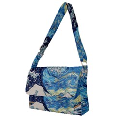 Starry Night Hokusai Vincent Van Gogh The Great Wave Off Kanagawa Full Print Messenger Bag (s) by Semog4